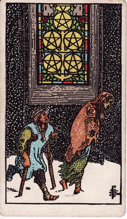Five of Pentacles tarot card